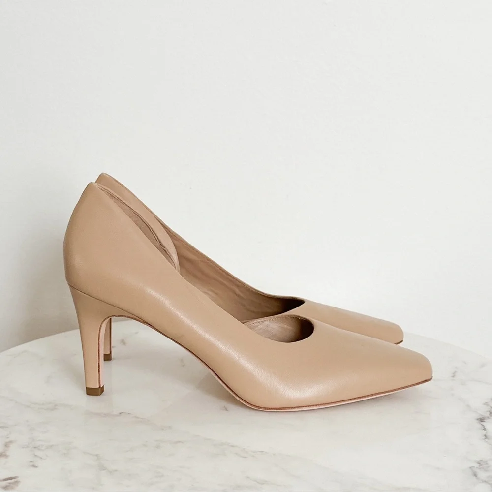NEW VINCE Tiana Square Toe Leather Pump in Tan Size 9